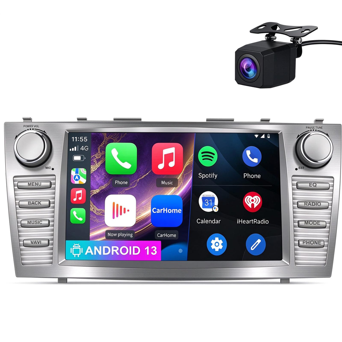 Radio de Coche Android 13 para Toyota Camry 2007-2011 Visualización Táctil 9 Pulgadas 2GB+32GB con Cámara CarPlay Bluetooth WiFi GPS