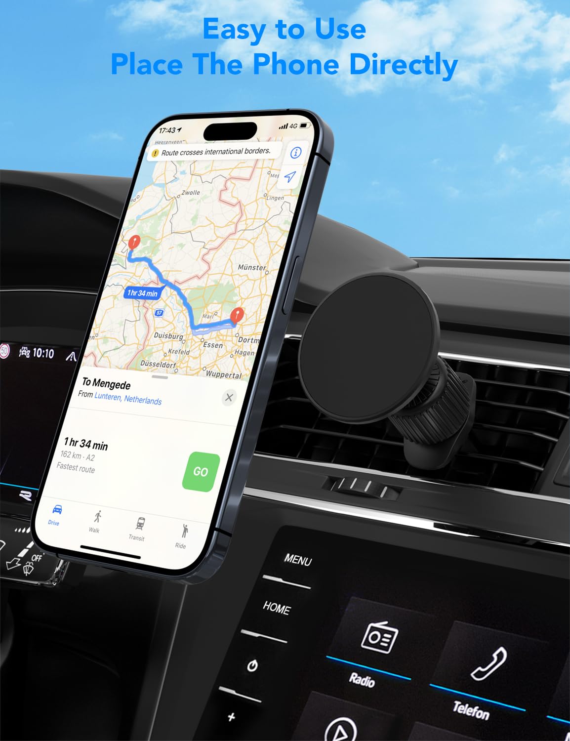 ANUEVE Soporte para Celular Automovil MagSafe, Porta Celular para Auto con Gancho Metálico para Ventilación, Imán Más Potente para Estabilidad, Compatible con iPhone 16 15 14 13 Pro MAX