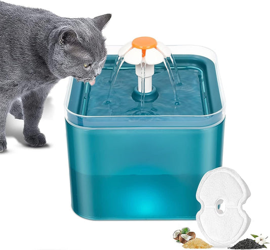 Bebedero para Gatos, 2L Fuente para Gato Y Perro con Filtro, Fuente Silencioso para Mascotas, con LUZ en Noche, para Gatos, Perros y Múltiples Mascotas
