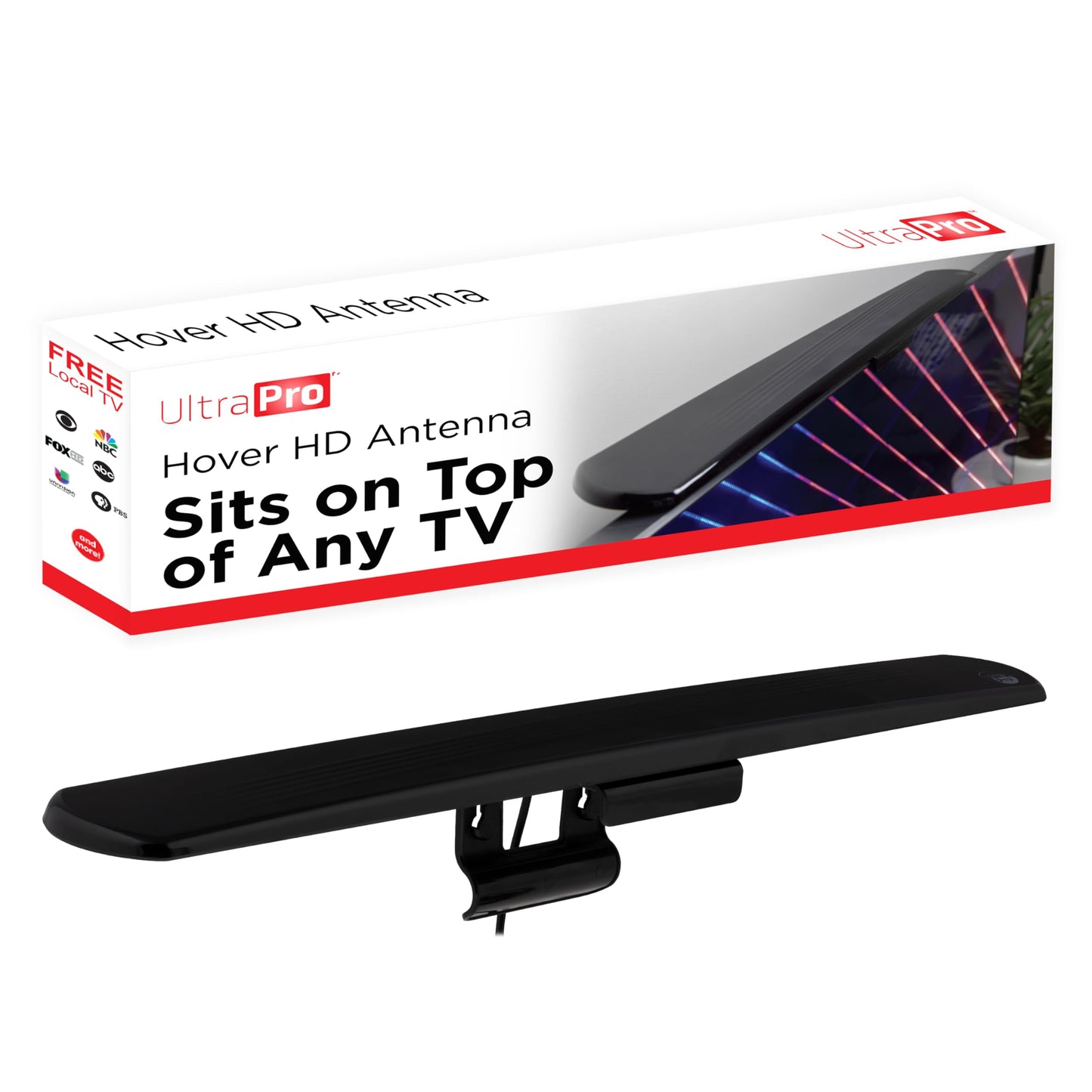 UltraPro - Antena de TV Digital para Interior para Smart TV, Canales Locales HD de Largo Alcance, fácil Montaje en el diseño Superior, soporta 4K 1080P HDTV VHF UHF, recepción de 360°, 83713