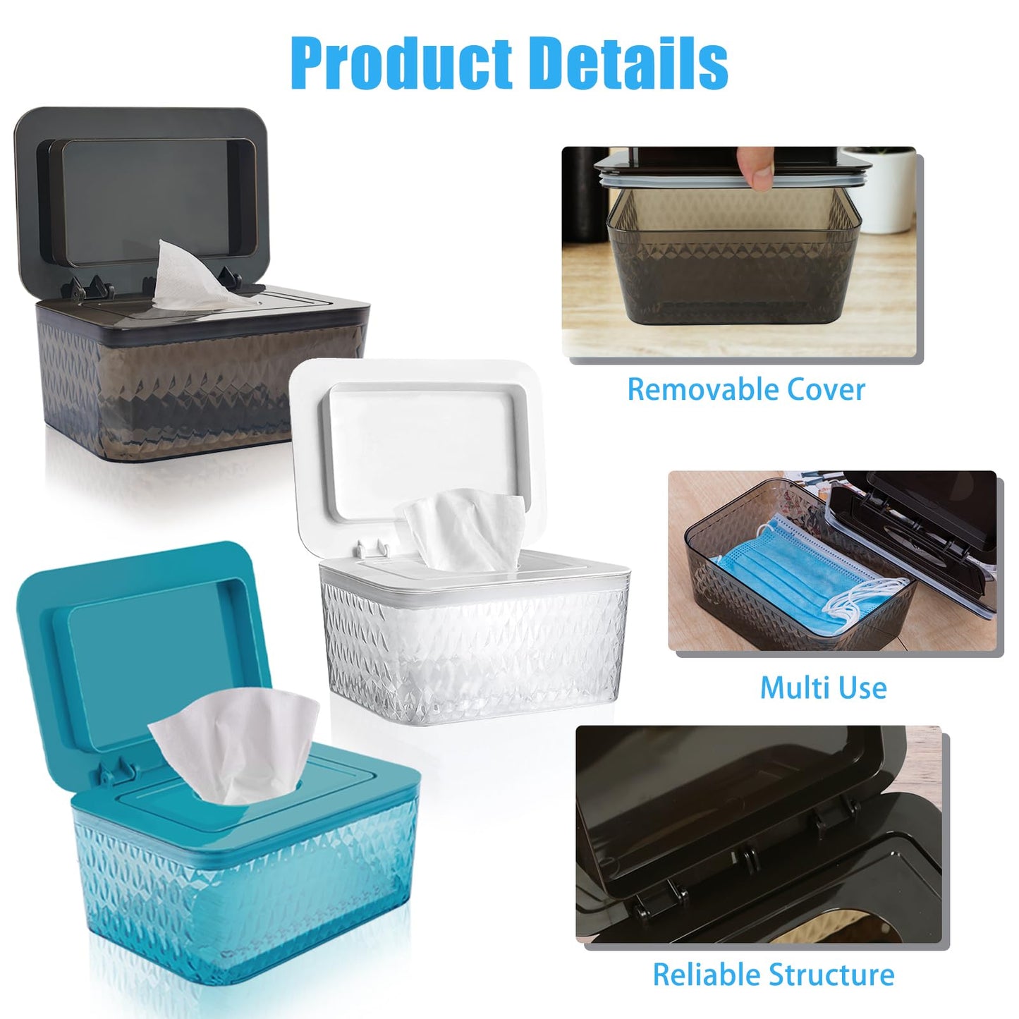 2 paquetes de dispensador de toallitas húmedas para bebé - Porta toallitas de gran capacidad con diseño sellado a prueba de polvo, contenedor de toallitas húmedas para mantener las toallitas para