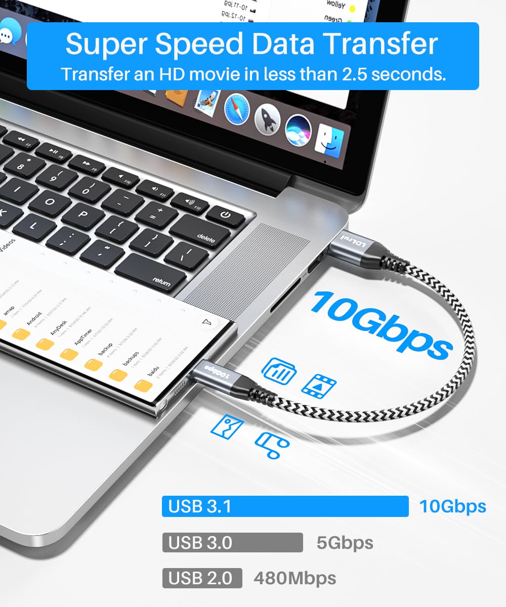 Cable USB C a USB 3.2 Gen 2 de 10 Gbps de transferencia de datos, 3.1A USB a tipo C, carga rápida para iPhone 15 Pro, Samsung Galaxy S20/S10, Sandisk SSD portátil, banco de energía, Android Auto