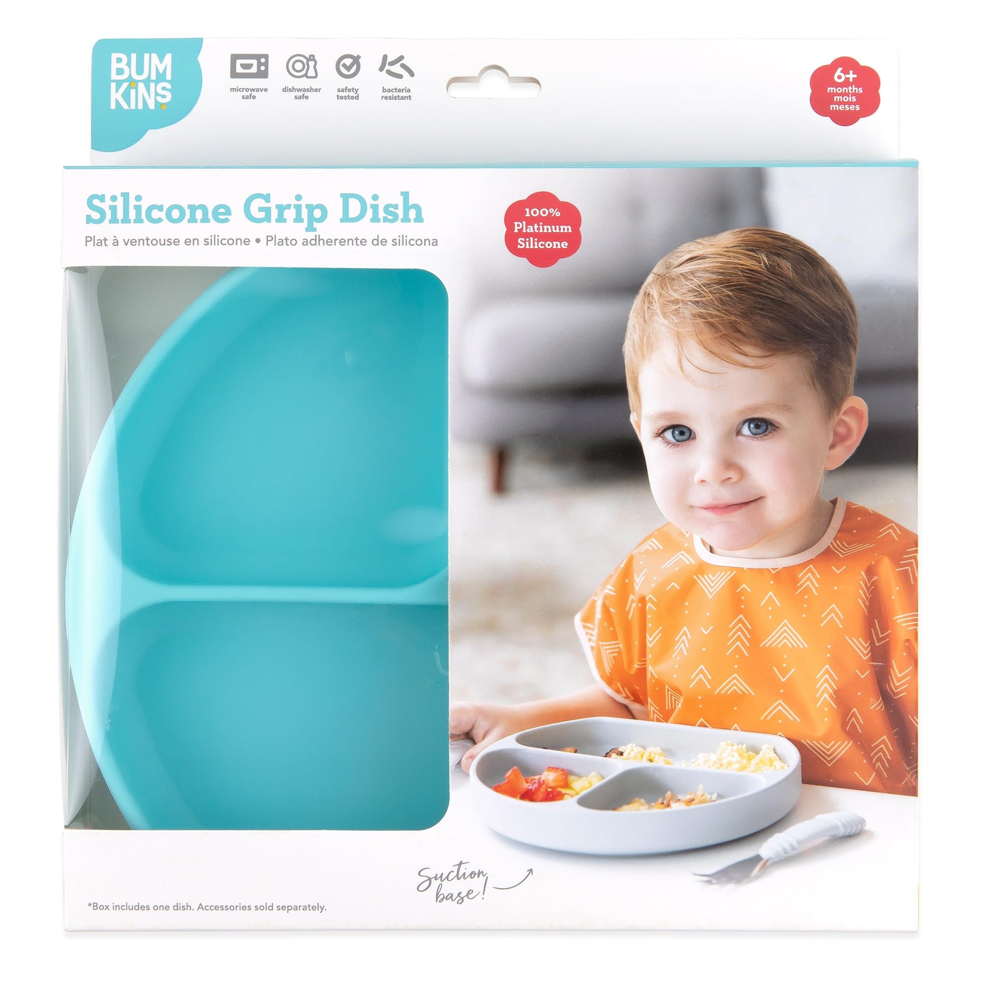 Bumkins Silicone Grip Dish, Azul