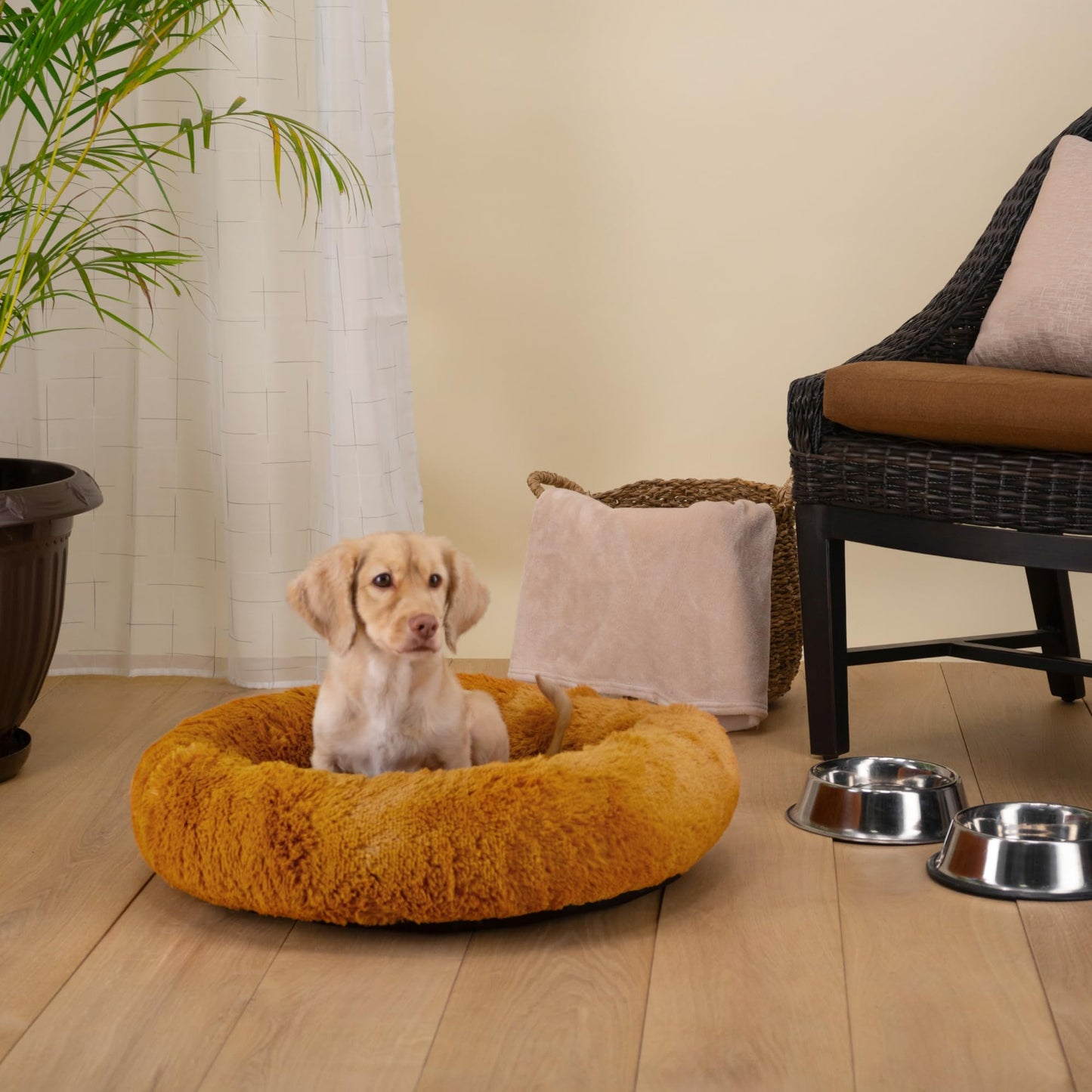 Cama para Perro Tipo Dona Anti Estrés Pets Apparel Hills Beige Medium