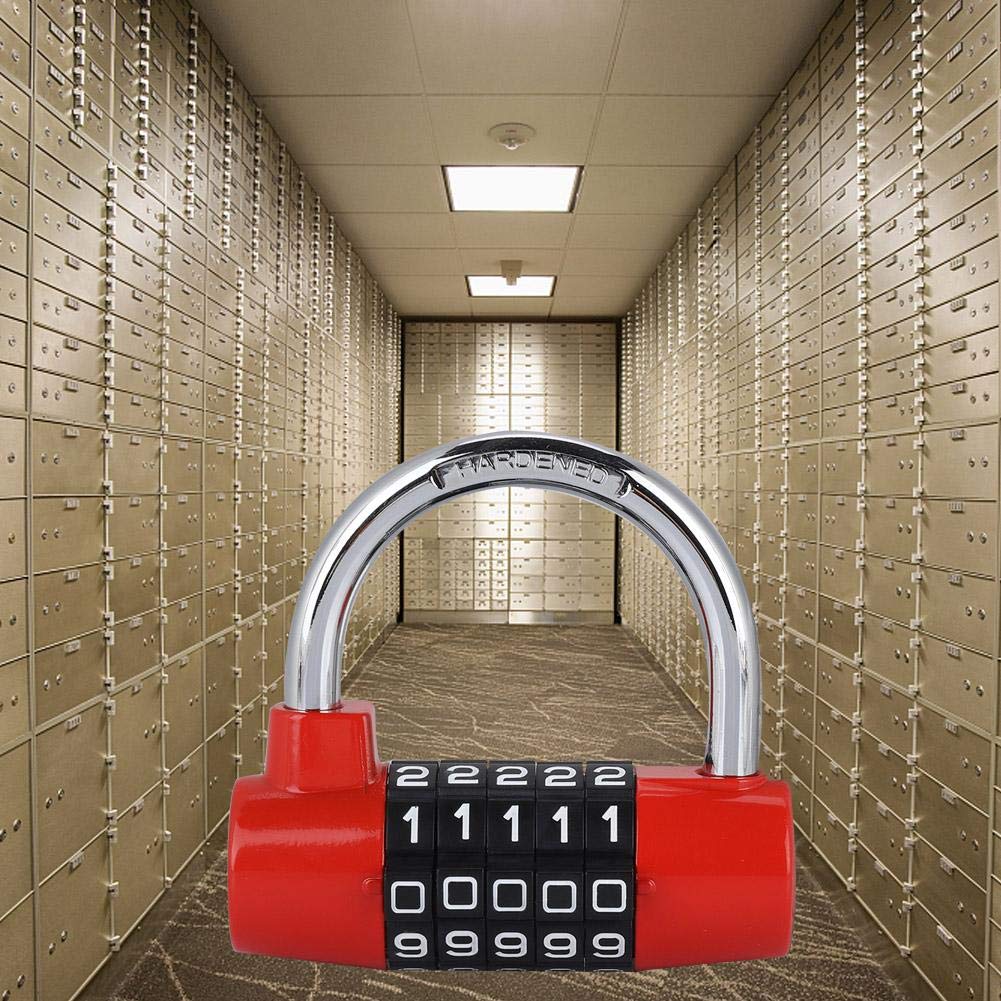 Candado de 5 dígitos, Cerradura de casillero Aleación de zinc, U forma de Cerradura Combinación de Puerta Maleta para gimnasio, Escuela, Hogar, Oficina, Viajes, Gabinete, Bicicleta(roja)