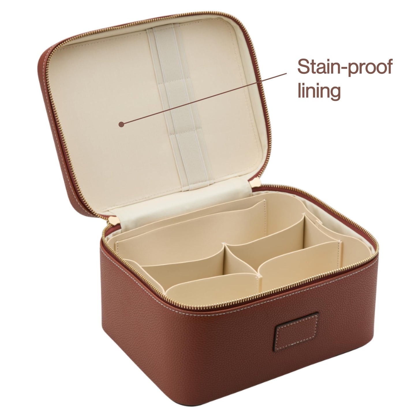 ETOILE - Estuche de cambiador - Elegante bolsa de maquillaje de viaje con divisores, Marrón Jengibre, Estuche de cambiador con cierre con práctico asa de transporte