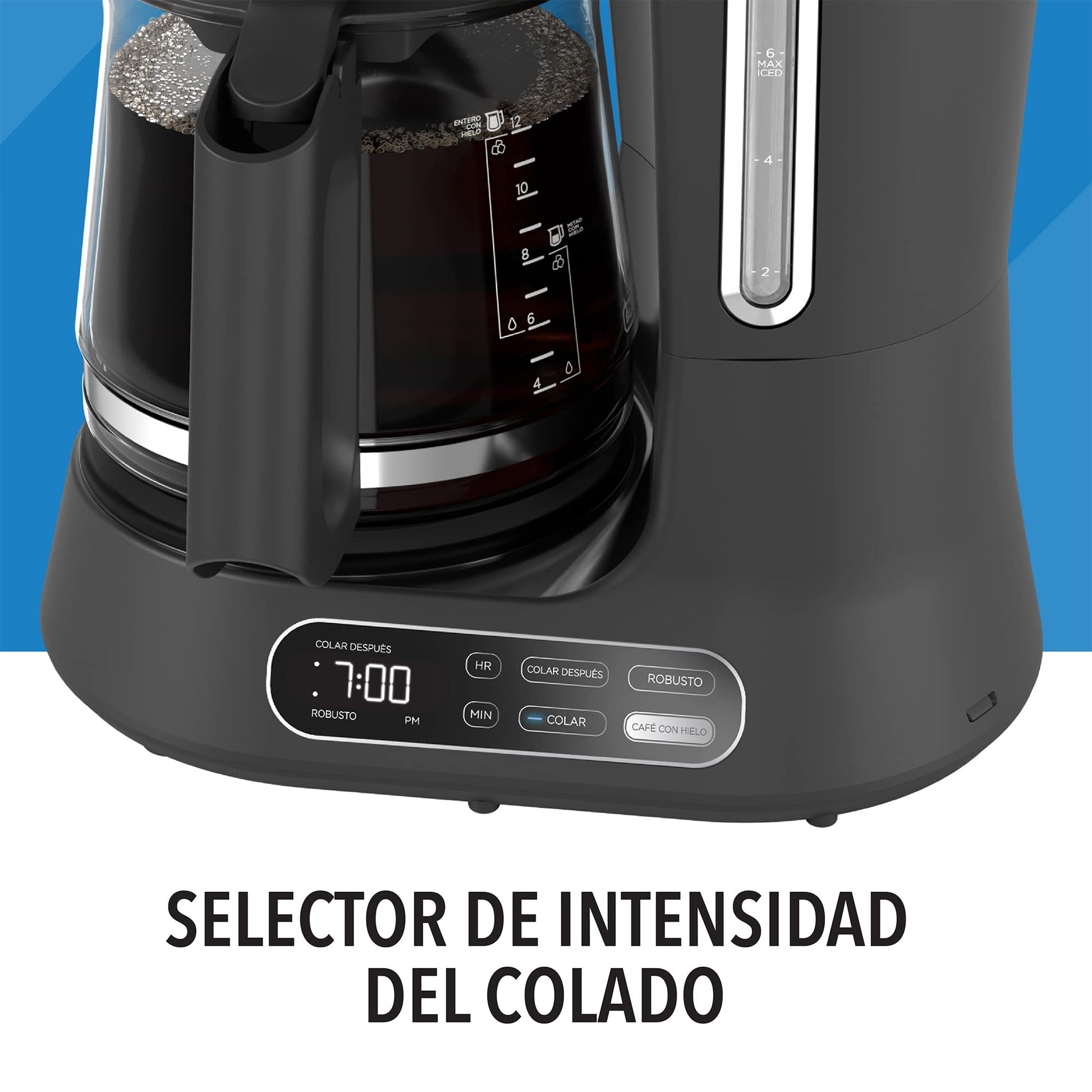 Cafetera Automática PowerXL Negra con Función de Café Helado y Caliente 12 Tazas