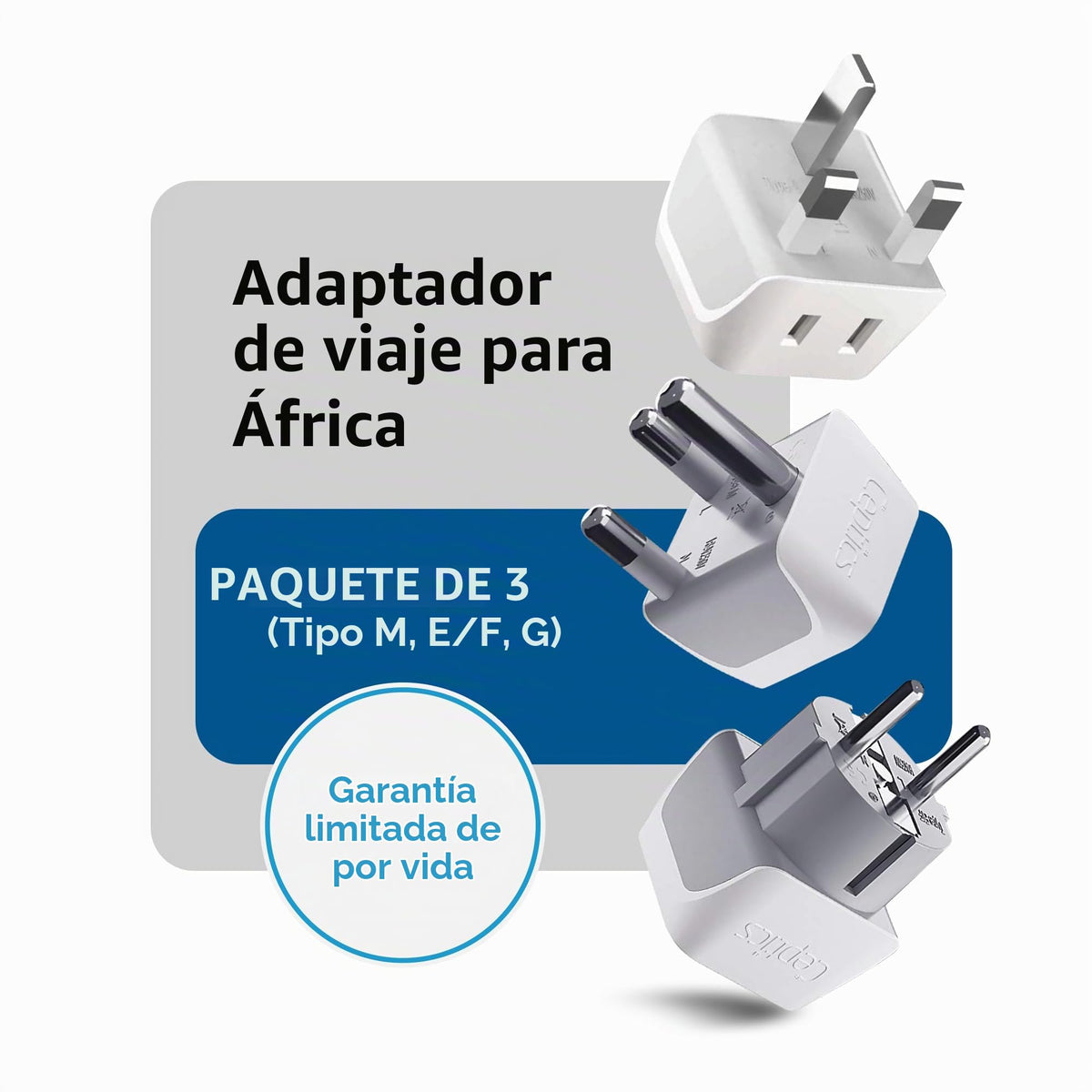 Juego de Adaptadores de Viaje Ceptics Negro 2 en 1 de Estados Unidos a África para Hombre