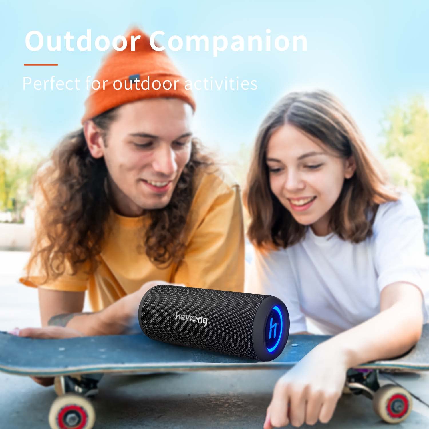 HEYSONG Bocina Bluetooth 5.3 30W para Fiestas Luz RGB, Altavoz Portátil Impermeable IPX6, AUX, Micro SD,TF Tarjeta, USB, stéreo de Doble emparejamiento bocinas para Viaje, Fiesta, Hogar
