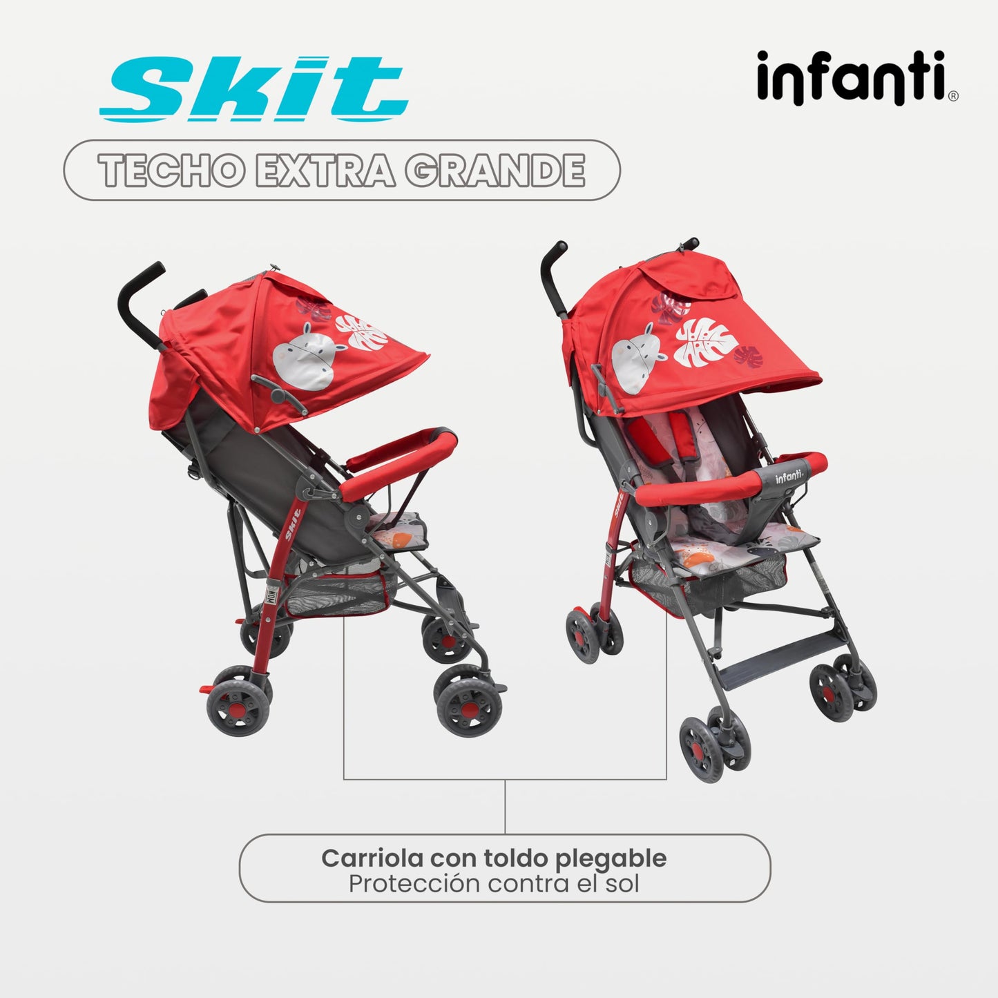 INFANTI | Carriola para Bebe de Baston SKIT | Carriola de Viaje - Carrito para Bebe | Cosas para Bebes 6 Meses hasta 15 kg - Compacta y Plegable | Carriola de Baston Ligera con Arnés de Seguridad