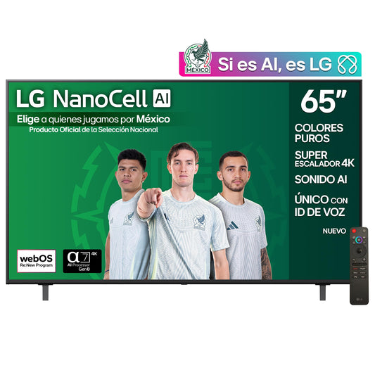 LG Pantalla 65 Pulgadas NanoCell AI NANO80 4K Smart TV 2025