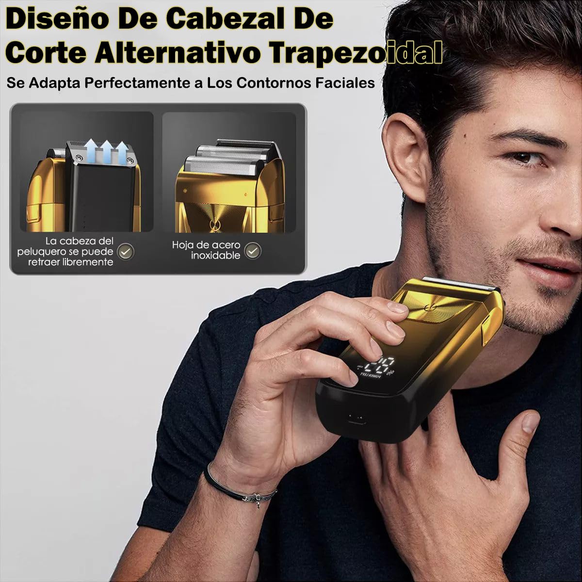 TGHQTR 2 en 1 Rasuradoras Electrica Hombre Con Recortadora De Precisión,Afeitadora Electrica Hombre LED Resistente al Agua IPX7,Tres Modos,Carga USB,Maquinillas de Afeitar para el Hogar de Los Hombres