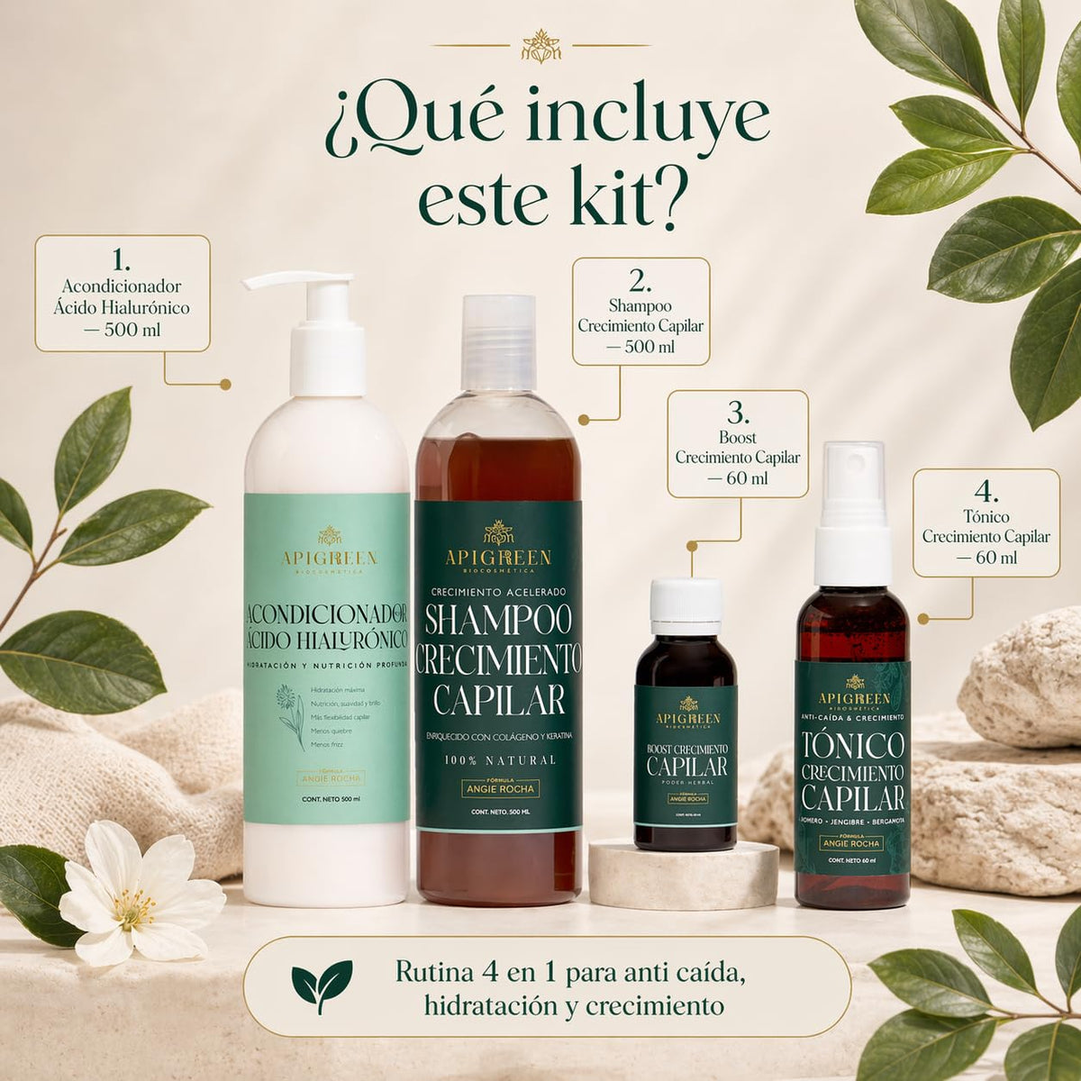 Kit Capilar Anticaída Apigreen Boost para Crecimiento y Fortalecimiento del Cabello