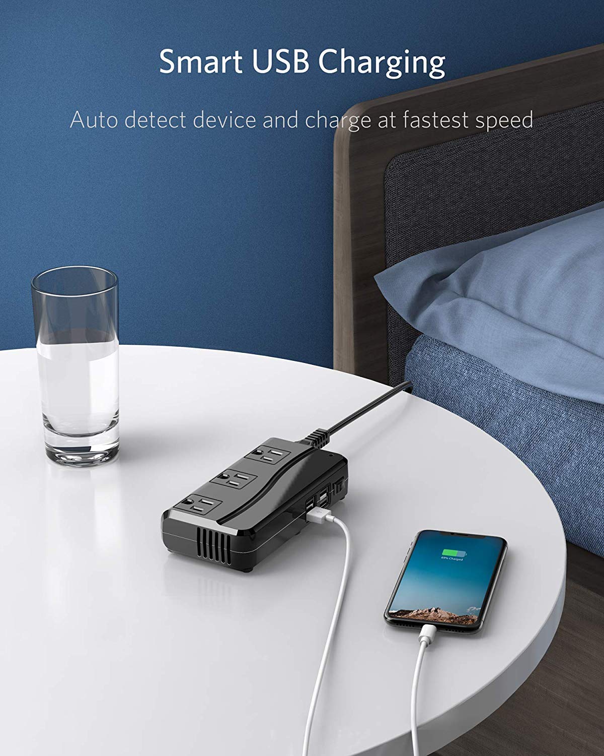 BESTEK - Adaptador universal de viaje de 100 a 220 V a 110 V, convertidor de voltaje de 250 W con carga USB de 6 A, 4 puertos, 3 enchufes de CA y adaptador de enchufe EU/UK/AU/US/India en todo el