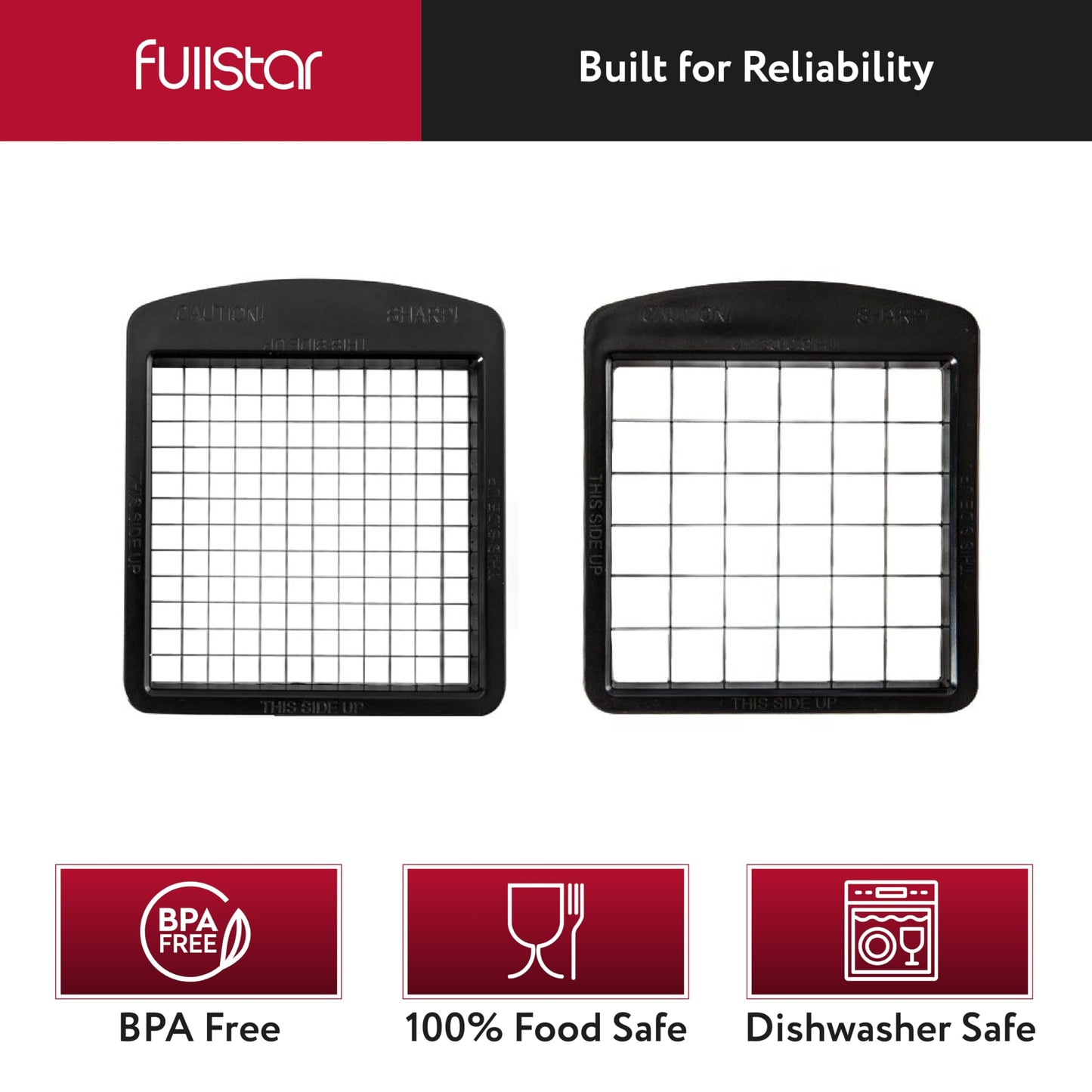 Fullstar - Juego de 2 piezas de repuesto para picador de verduras, dados grandes para papas, manzanas, peras y dados pequeños para cebollas, tomates (3.9 x 4.4 pulgadas)