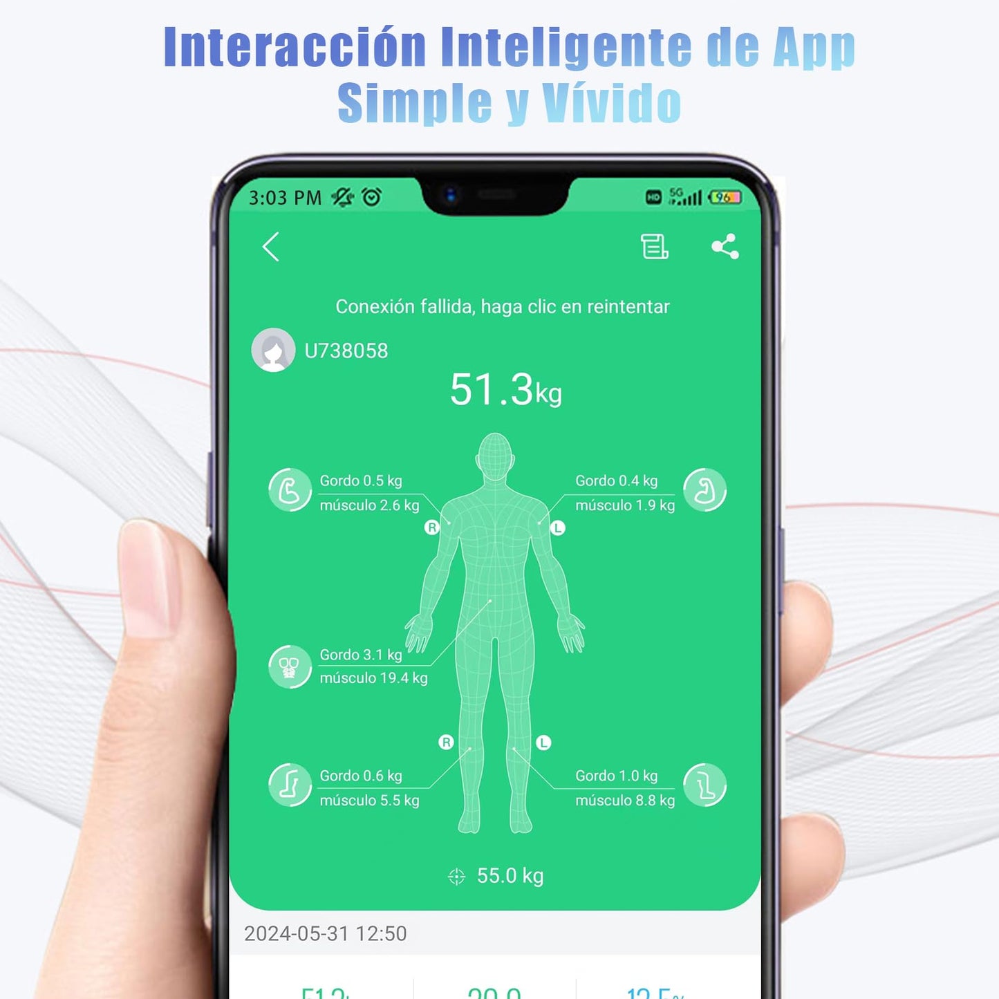 EDWINAYY Báscula Inteligente 8 Electrodos - Analizador Corporal Bluetooth con Bioimpedancia | Mide Grasa/Músculo/Hueso