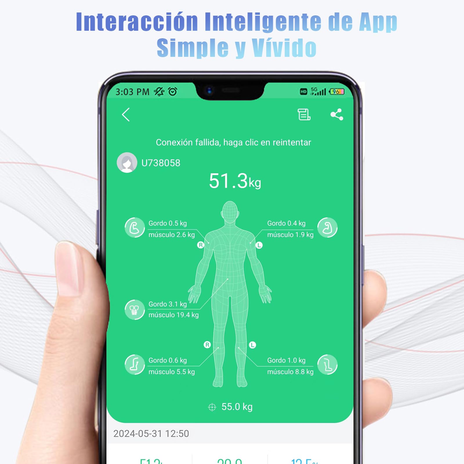 EDWINAYY Báscula Inteligente 8 Electrodos - Analizador Corporal Bluetooth con Bioimpedancia | Mide Grasa/Músculo/Hueso