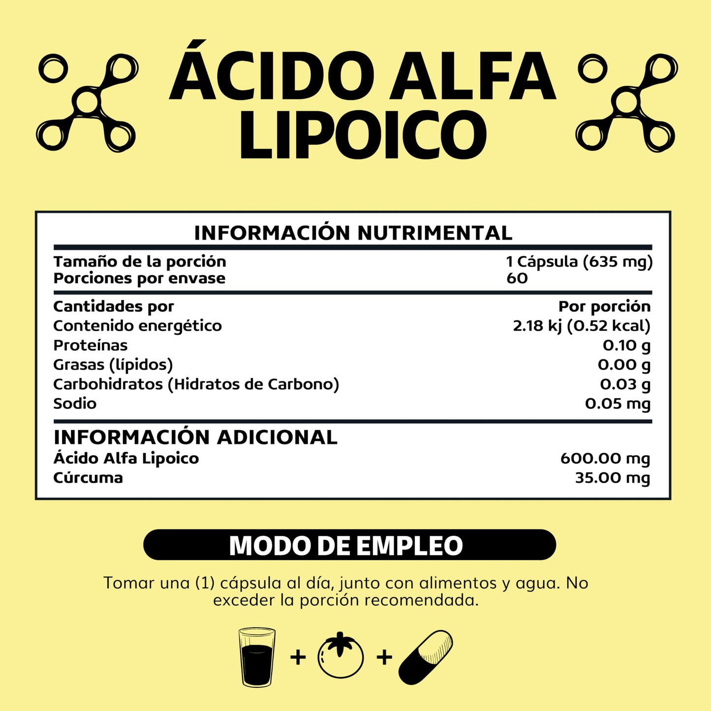 Beyond Vitamins | Ácido Alfa Lipóico (ALA) 600mg por cápsula, potenciado con Cúrcuma | Alpha Lipoic Acid de 1 sóla cápsula al día | 2 meses | Cápsulas Veganas, apto para todas las dietas