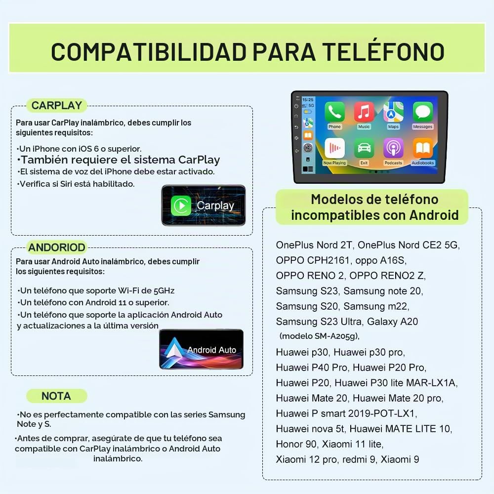 Estéreo para Coche Pyniro Negro con Pantalla 9" y CarPlay para Honda CRV 2007-2011 Android 13