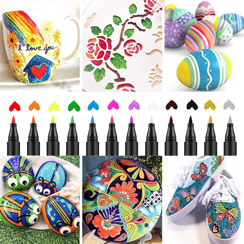AVEDISTANTE conjunto de pintura Juego de rotuladores acrílicos,juego de rotuladores de arte de pintura para madera de roca,metal, plástico, vidrio, lienzo, cerámica, huevos de Pascua y más