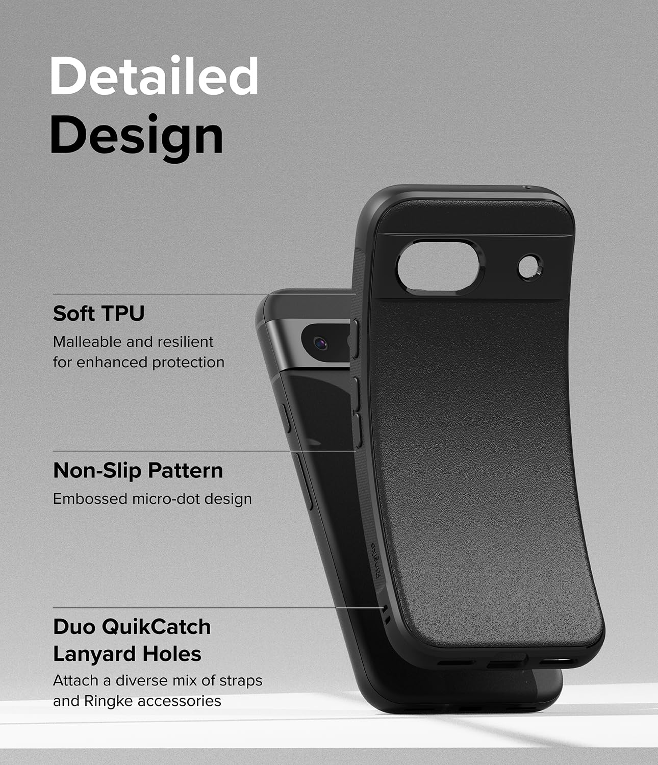 Funda TPU Antideslizante Ringke Onyx Google Pixel 8a Negro con Agujeros para Cuerda