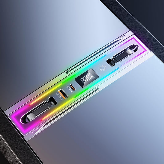 DICMKY Tesla Hub USB para modelo 3 Highland 2024-2025 y modelo Y Juniper 2026 con luz RGB, estación de acoplamiento de 4 puertos Tesla Regalos para hombres, Tesla Cargador de teléfono Tesla Hub de
