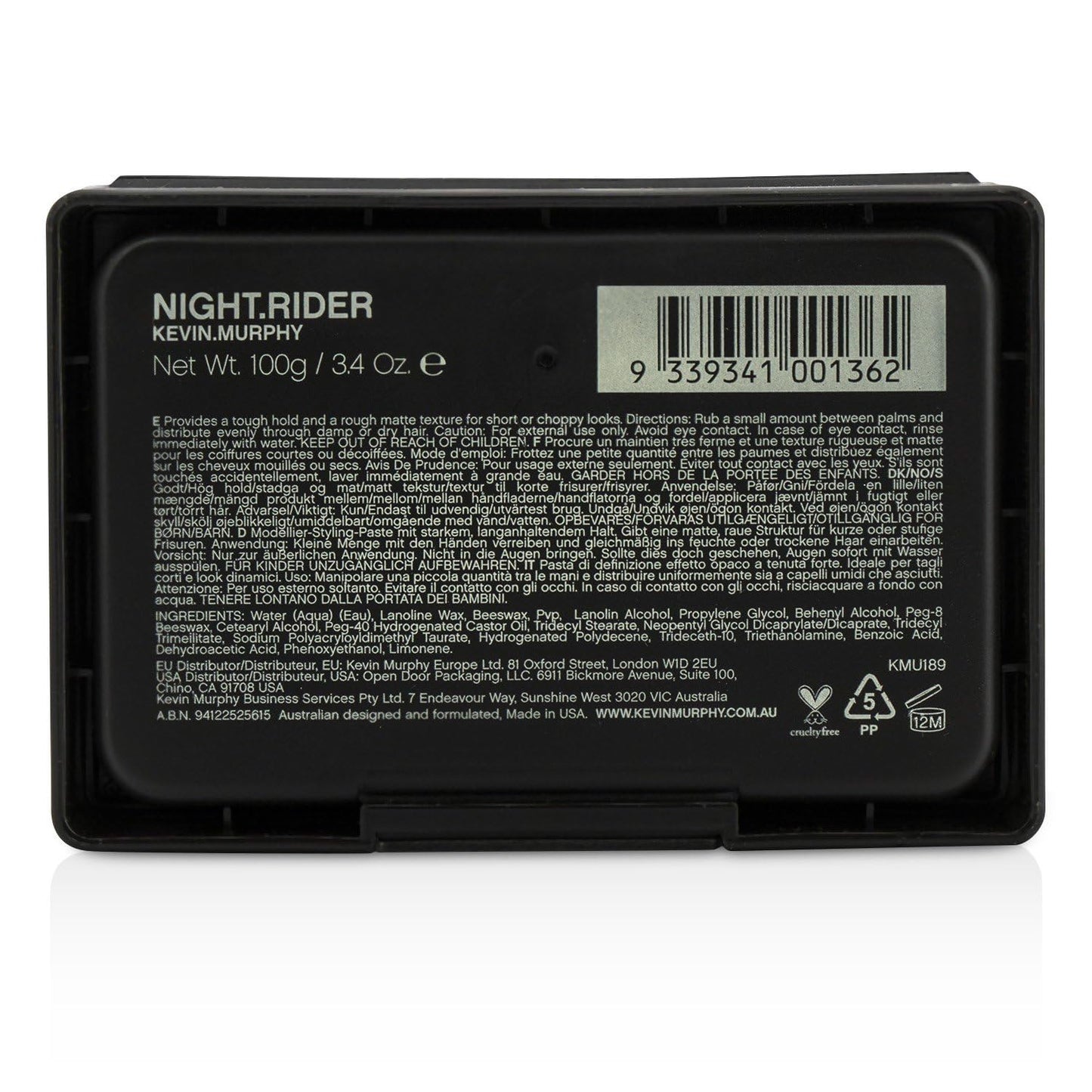 Kevin Murphy Night Rider Matte Texture Paste Firm Hold 3.4 oz / 100 g