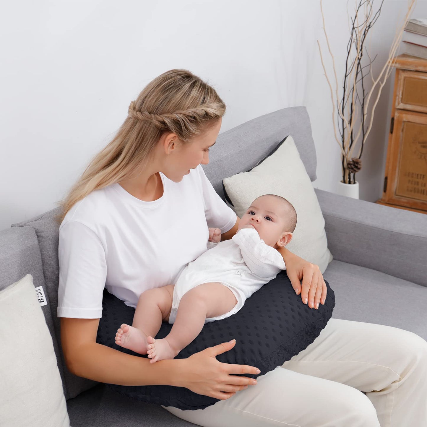 Funda de almohada Aullar para almohada de lactancia y posicionador para lactancia y alimentación con biberón, apoyo para bebé, tiempo boca abajo, apoyo para sentarse bebé, apoyo durante el tiempo de