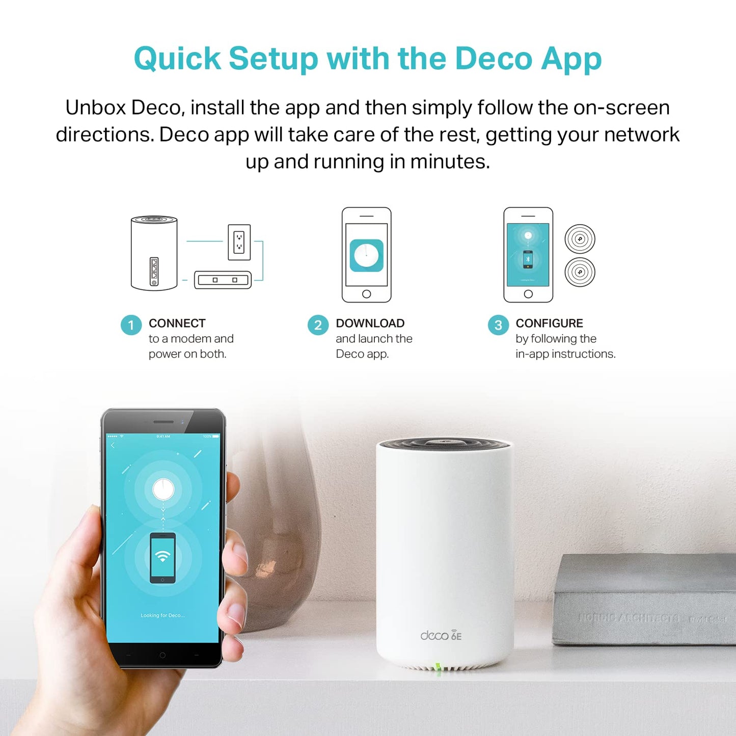 TP-Link Deco AXE5400 Sistema de malla WiFi 6E de triple banda (Deco XE75) – Cubre hasta 2900 pies cuadrados, reemplaza al enrutador y extensor WiFi, malla impulsada por AI, nueva banda de 6 GHz, 1