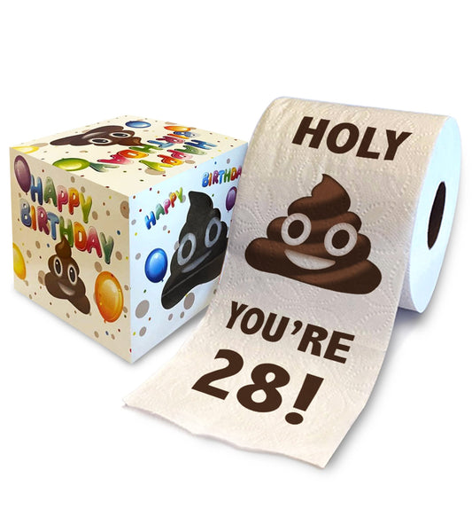 Papel Higiénico Holy Poop Impreso Sorpresa Divertida 28 Cumpleaños para Hombres y Mujeres