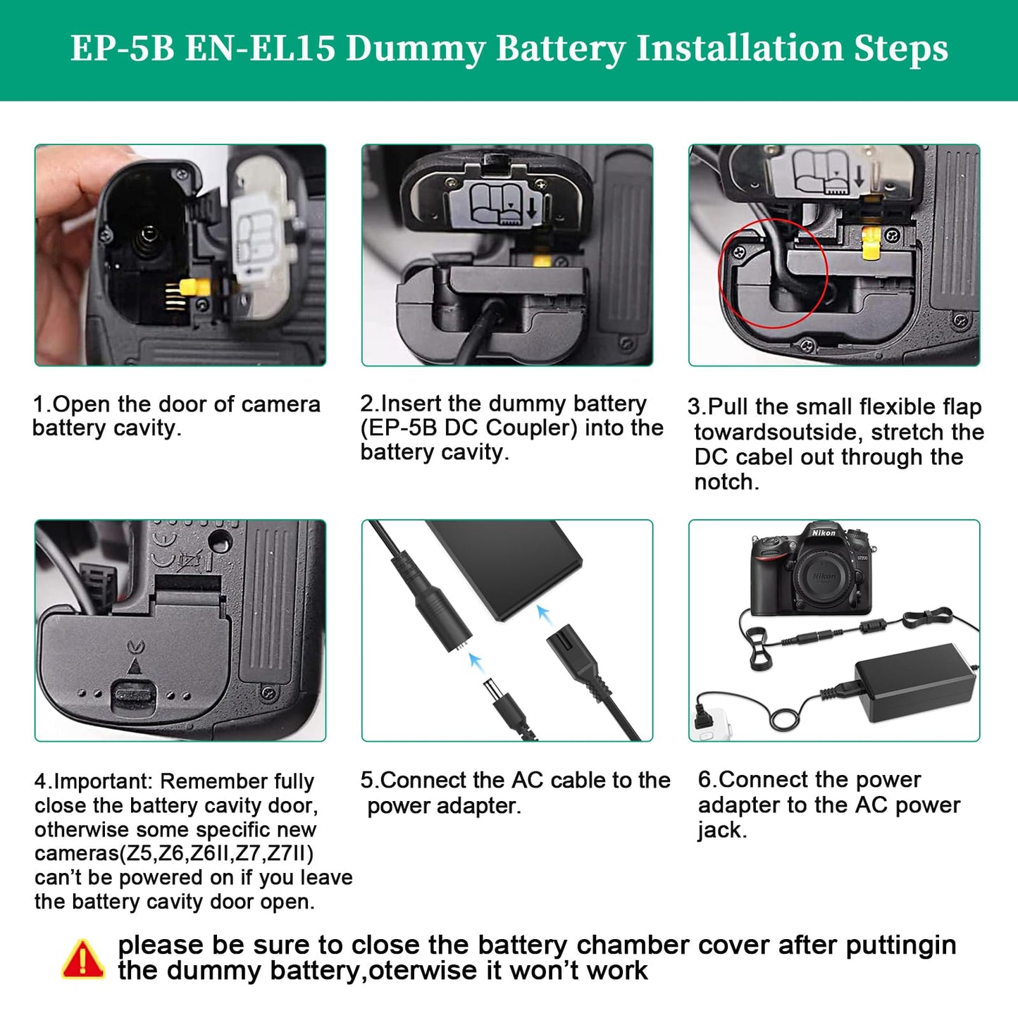 Gonine EH-5 adaptador más EP-5B kit - repuesto para NIKON P520, P530, D600, D610, D750 D7000, D7100, D800, D800E, D810, D800A, 1V1 cámaras digitales (NIKON EN-EL15 batería kit de reemplazo)