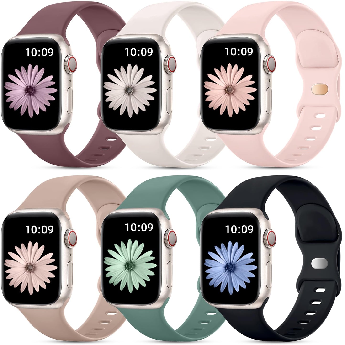 GEAK 6 Piezas Correas Compatible con Correa Apple Watch 38mm 40mm 41mm 42mm 44mm 45mm 46mm 49mm, Correa de Silicona Suave para Apple Watch Ultra 2 iWatch Series 10 9 8 7 6 SE 5 4 3 2 1 Ultra