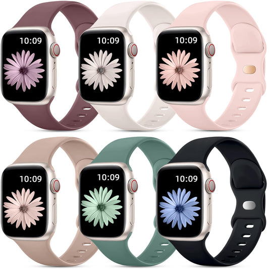 GEAK 6 Piezas Correas Compatible con Correa Apple Watch 38mm 40mm 41mm 42mm 44mm 45mm 46mm 49mm, Correa de Silicona Suave para Apple Watch Ultra 2 iWatch Series 10 9 8 7 6 SE 5 4 3 2 1 Ultra