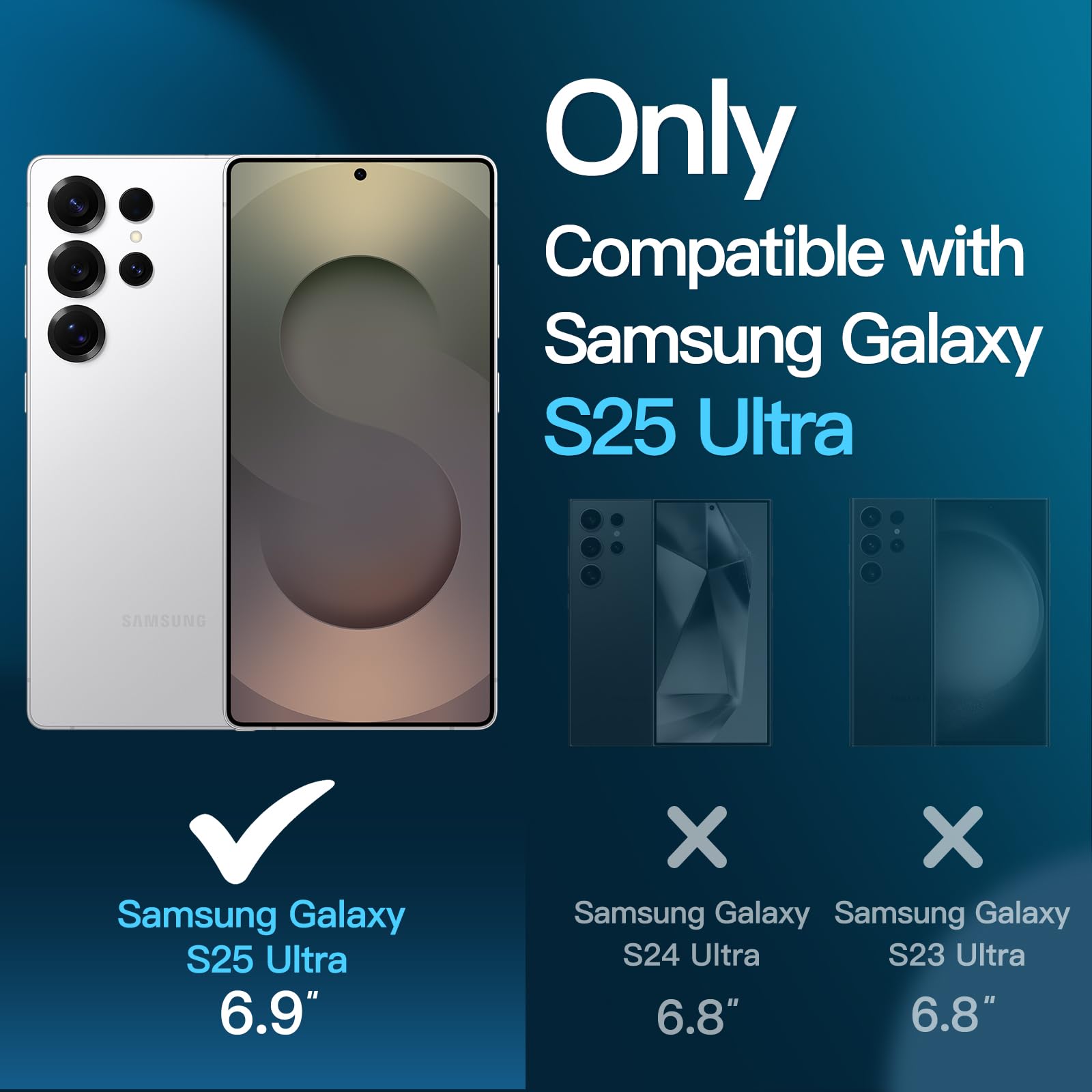 JETech 5 en 1 Funda para Samsung Galaxy S25 Ultra 5G con 2 Protector Pantalla Mica Cristal Vidrio Templado y 2 Protector Lente Cámara, Carcasa Anti-Amarillo Antigolpes (Transparente)