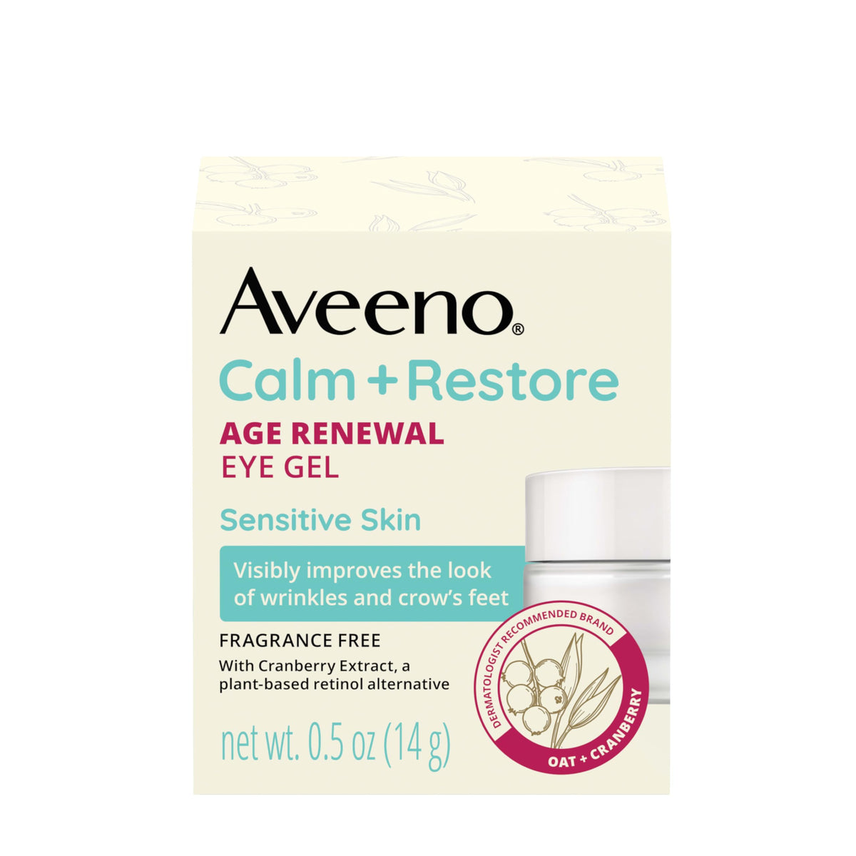 Aveeno Gel Antiedad Para Ojos Calm + Restore Age Renewal Crema Para El Contorno De Ojos Con Extracto Nutritivo De Avena Y Arándano Que Mejora Visiblemente El Aspecto De Arrugas Y Patas De Ga