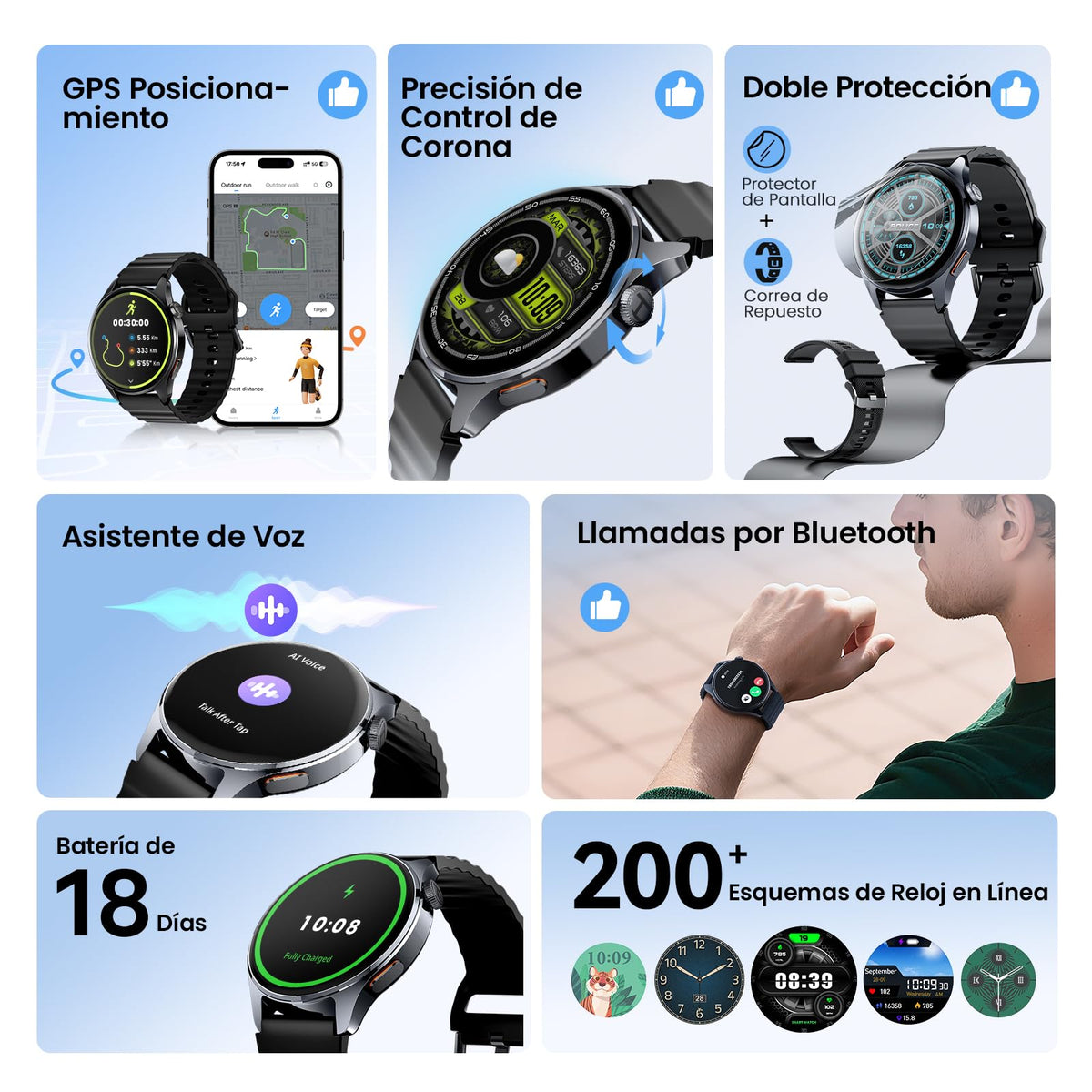 Smartwatch HAYLOU 4S AMOLED 1.43 Pulgadas GPS Bluetooth 5.3 para Mujer y Hombre