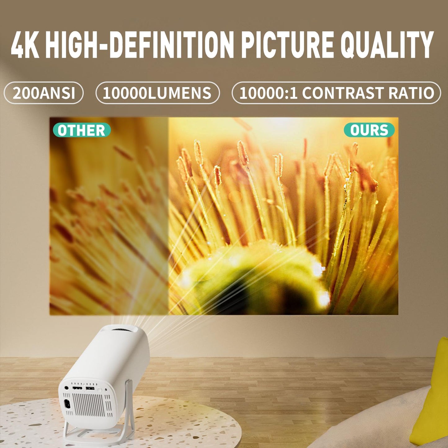 Mini Proyector Compatible 1080P 4K Juego Retro con Controladores Inalámbricos