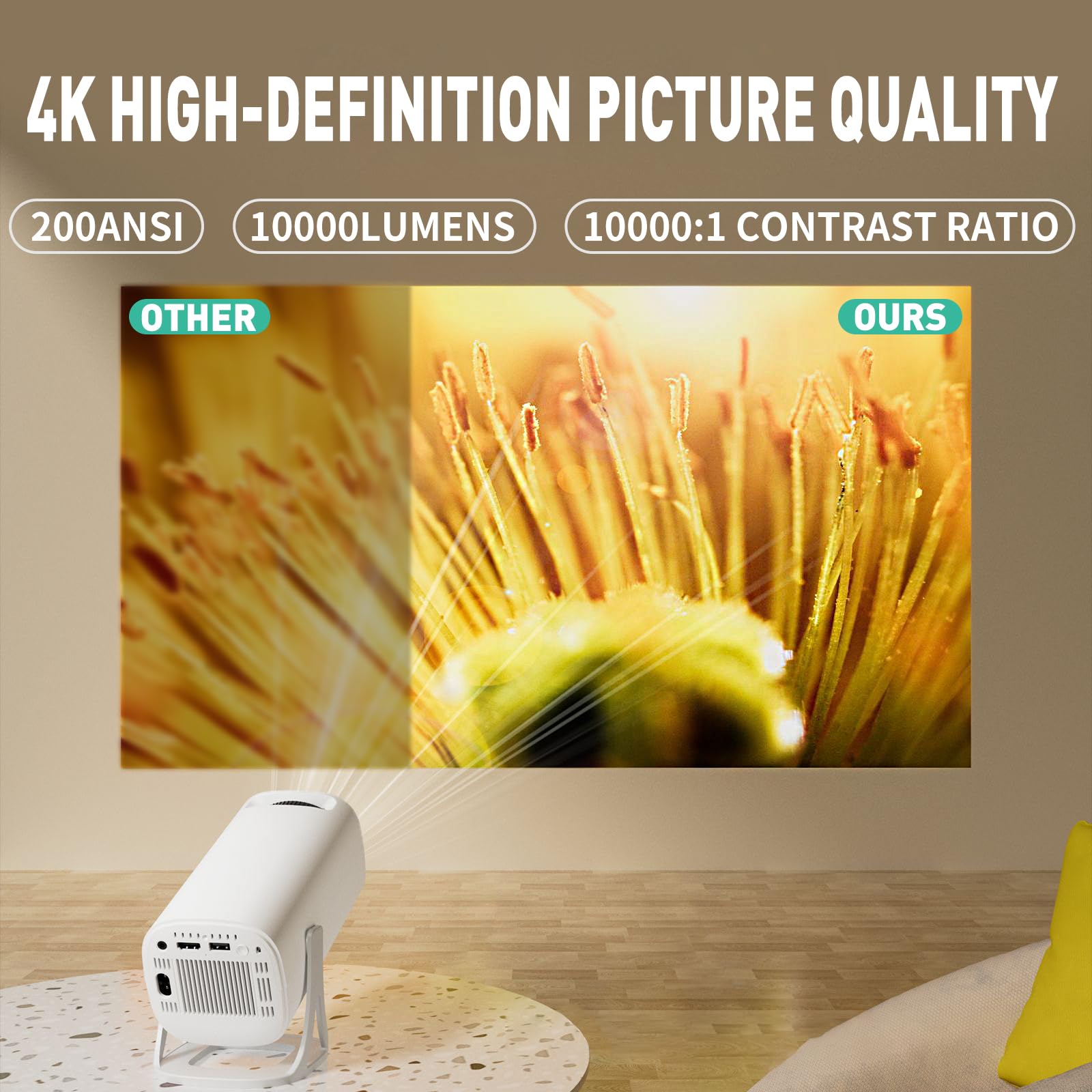 Mini Proyector Compatible 1080P 4K Juego Retro con Controladores Inalámbricos