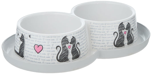Cuenco Antideslizante Moderna Transparente con Diseño de Gatos Enamorados