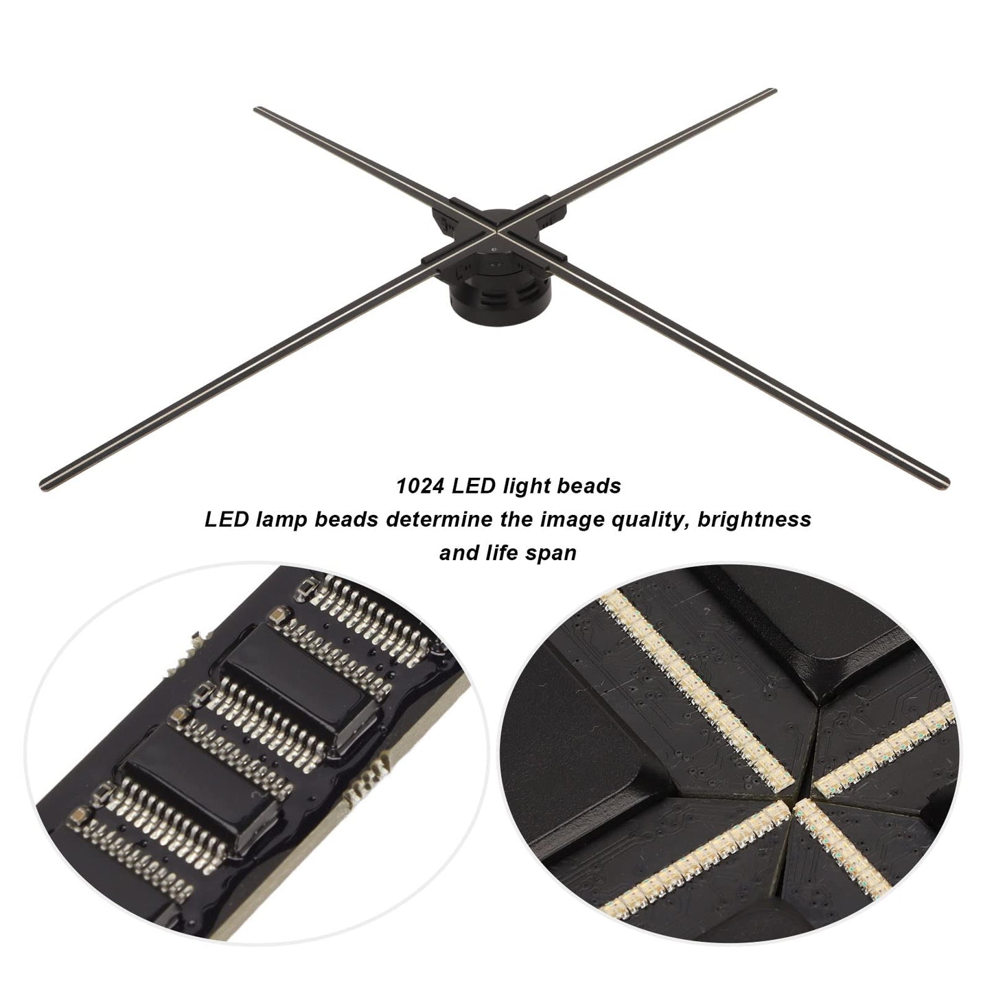 Ventilador de Holograma 3D LED 1600P 85 Cm de Diámetro para Publicidad en Tienda