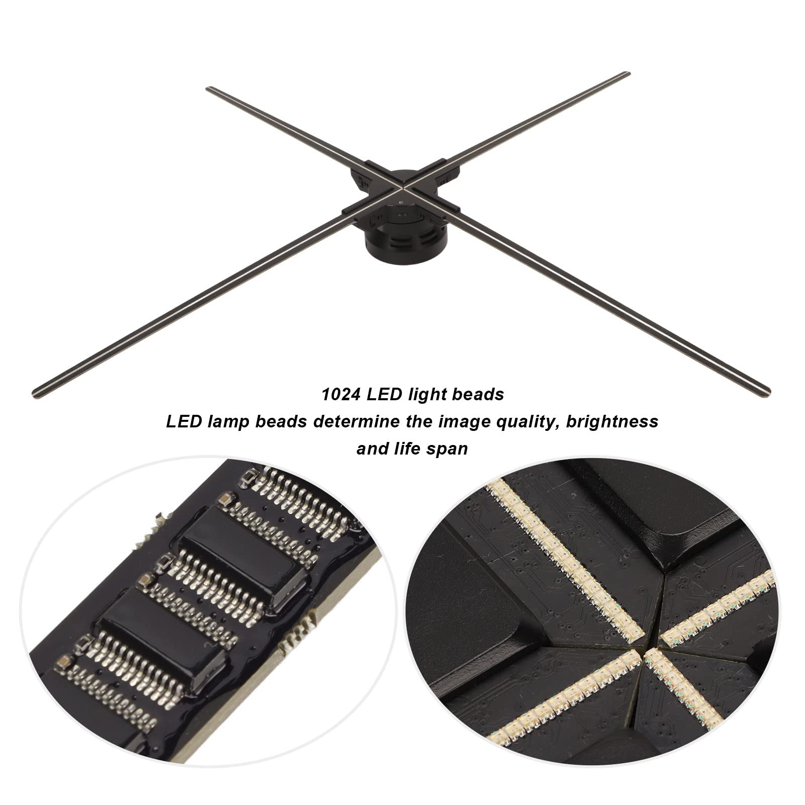 Ventilador de Holograma 3D LED 1600P 85 Cm de Diámetro para Publicidad en Tienda