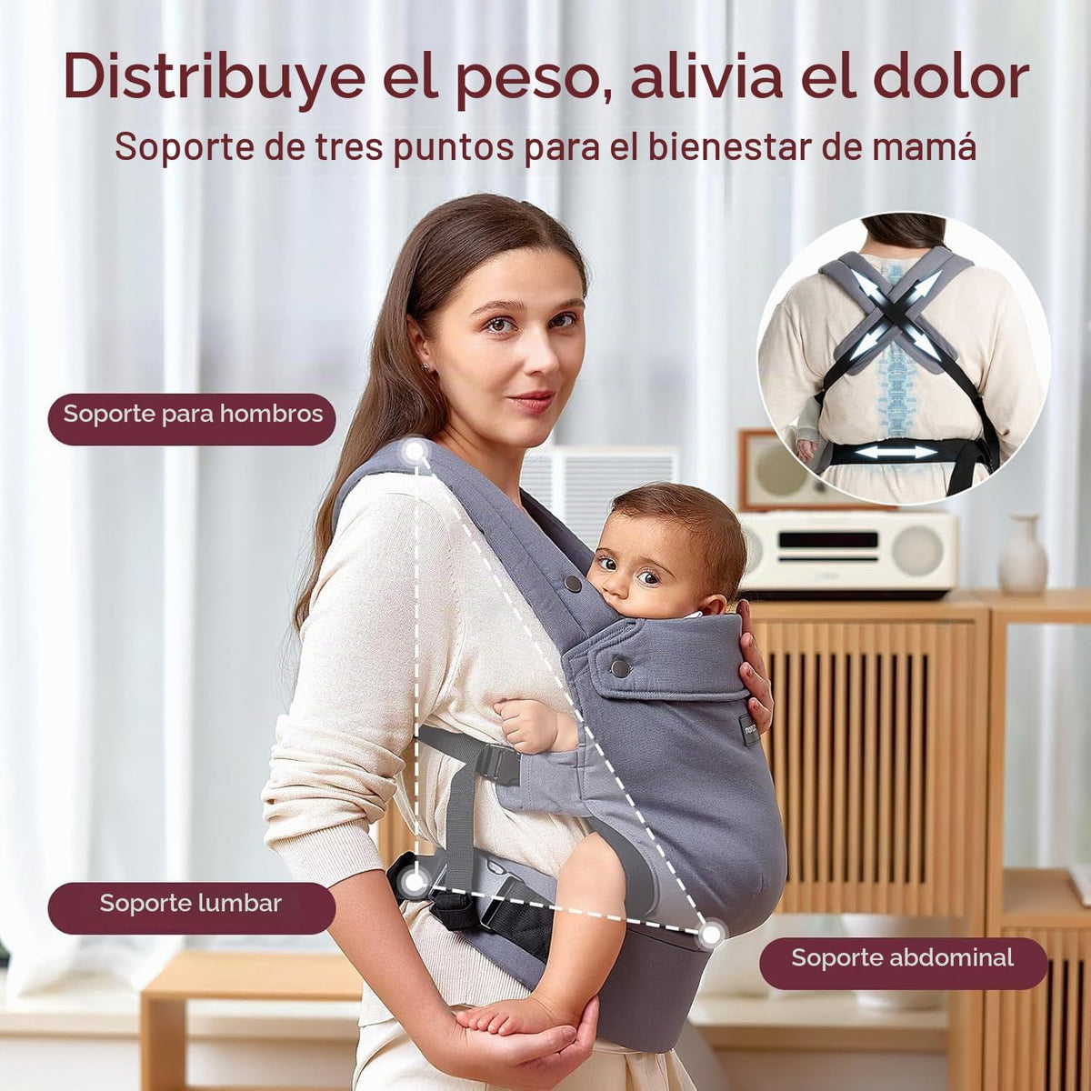 Momcozy Portabebés, Capacidad de Peso de 3,2 kg a 20,4 kg