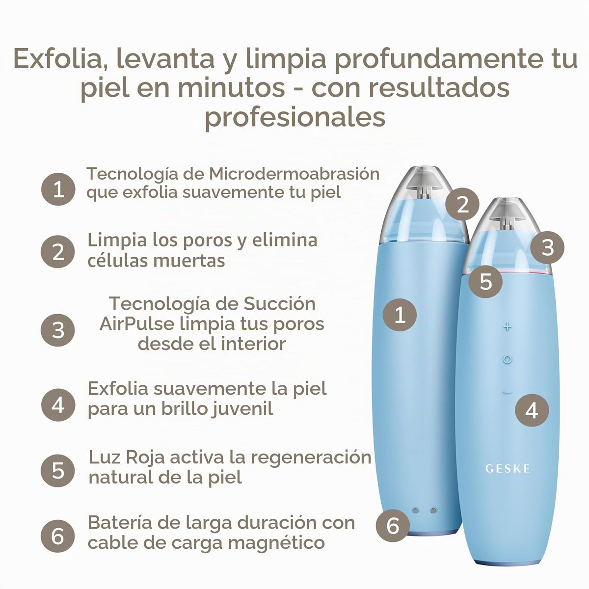 GESKE | SmartAppGuided™ MicroDermabrasion Blackhead Remover | Eliminador de puntos negros 7 en 1 | Limpiador de poros eléctrico | limpieza al vacío innovadora | herramientas de belleza