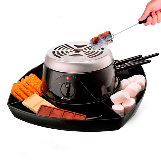 Bluelander Smores Maker, Mesa Electronica Para Interiores, Máquina Eléctronica de Acero Inoxidable, 4 Bandejas Desmontables, Cuatro Tenedores de Asado, Facil de Limpiar, Tostador de Malvaviscos