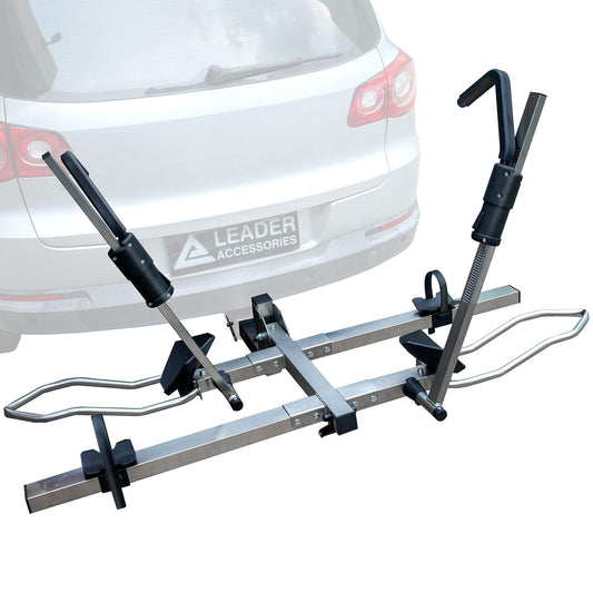 Leader Accessories - Portabicicletas de enganche para transportar 2 bicicletas de hasta 75 libras cada una para neumáticos de grasa y bicicletas eléctricas, portabicicletas plegable para coche,