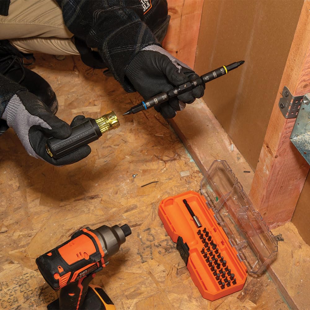 Klein Tools 32501HD KNECT - Juego de destornilladores multipuntas y tuercas con clasificación de impacto de 46 piezas con funda MODbox, 39 bits, 4 destornilladores de tuerca, soporte de brocas, mango