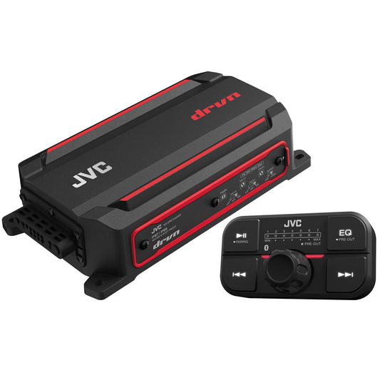 Amplificador Compacto JVC Ks-Dr2104Dbt 600 Vatios Bluetooth resistente al Agua, Polvo y Óxido para Marine, ATV y Powersport