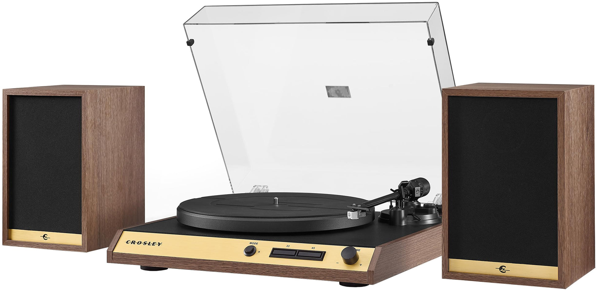 Crosley C72 - Tocadiscos Bluetooth con accionamiento por Correa de 2 velocidades con Altavoces de 80 W, Nogal