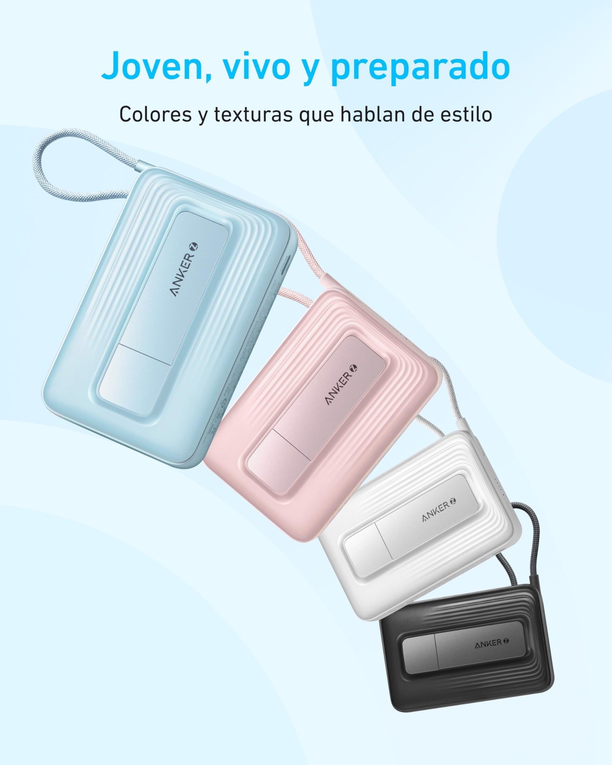 Batería Portátil Anker 10000 mAh Negra con Carga Inalámbrica 15W y Soporte Integrado