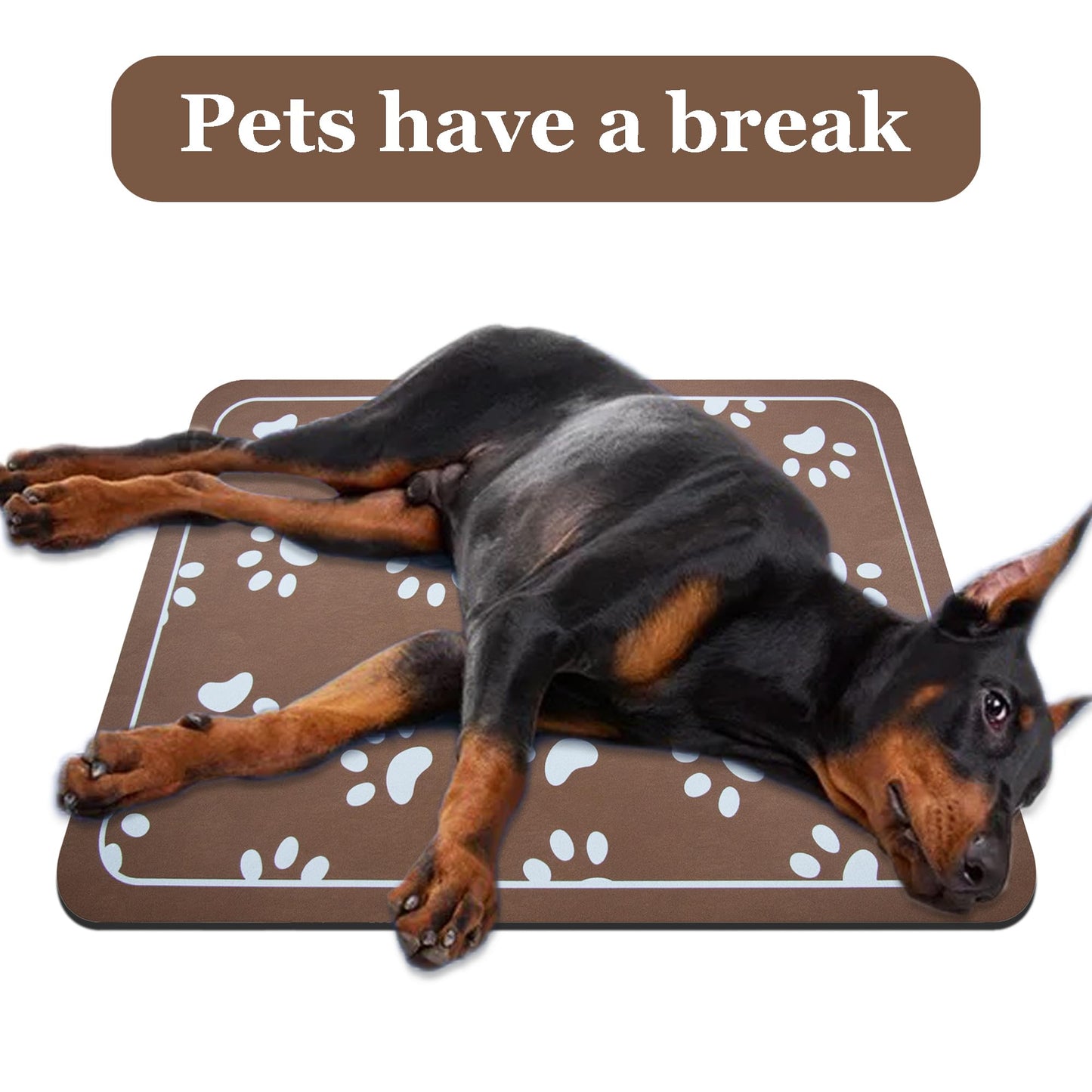 Alfombrilla de Alimentación para Mascotas absorbente de Diatomita Café rectangular para Perros y Gatos